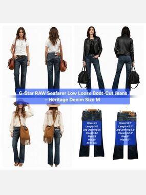 G-Star RAW Seafarer Low Loose Boot-Cut Jeans Heritage Denim Size M